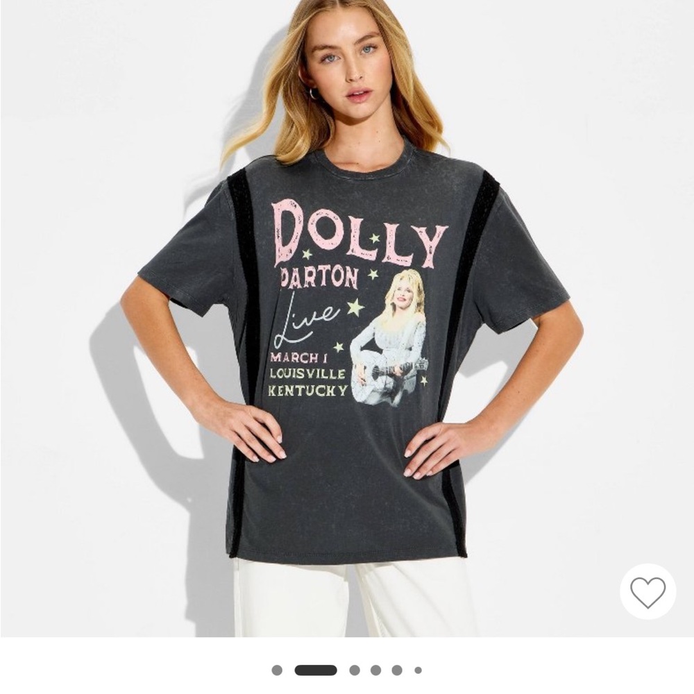 Dolly Parton Graphic Band Tee - Black with Pink Print